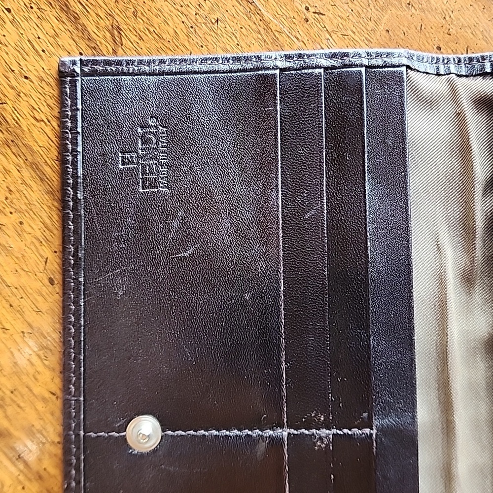 Vintage Fendi Brown & Beige Zucchino Canvas & Leather Continental Wallet - Picture 10 of 17
